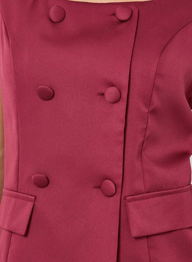 Styli Women Burgundy Sleeveless Wide Leg Jumpsuit